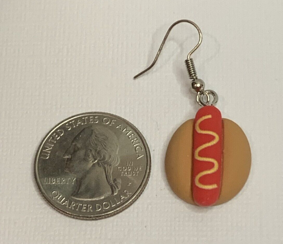 Hot Dog Earrings, Gift Idea, Food Jewelry, Food Earring, Funny Food, Hot Dog