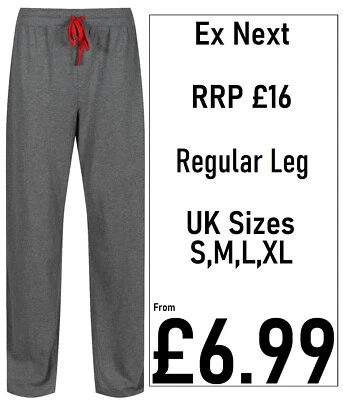 MENS PYJAMA BOTTOMS EX UK STORE DARK GREY MARL SOFT PJ SLEEP LOUNGE PANTS NEW