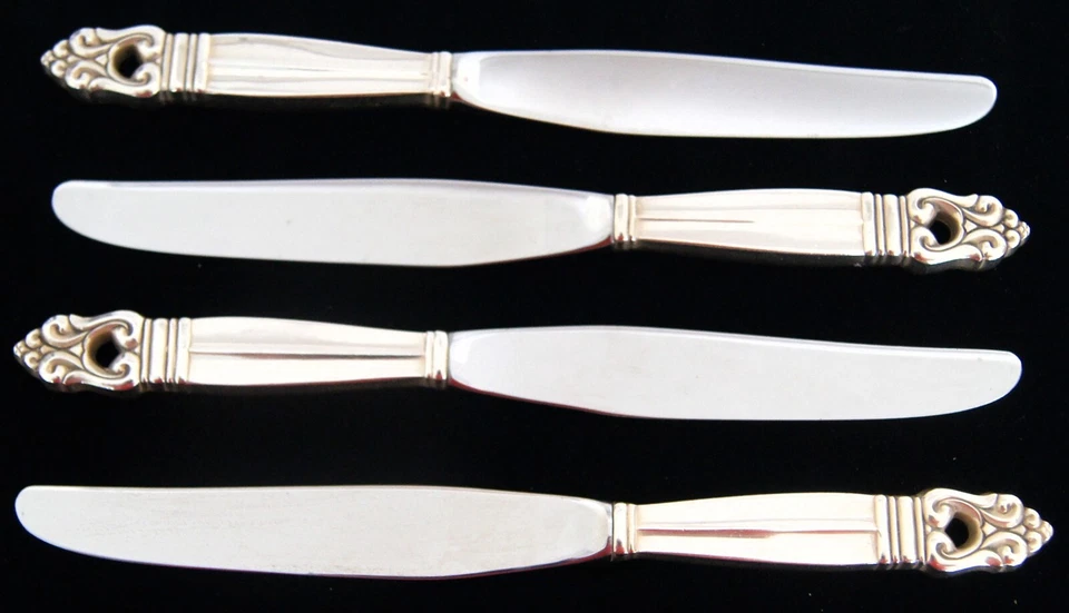 Lote de 4 cuchillos huecos modernos Royal Danish by International de plata de 9" Foto 2 de 4