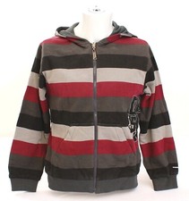 Quiksilver Reversible Faded Gray  Red Zip Front Hoodie Youth Boy's M NWT