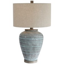 Pelia Ceramic Table Lamp Light Aqua Blue Rust...