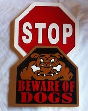 Stop Beware of Dog 3D routed custom sign dog pets Bull Dog Custom