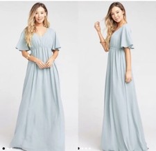 NWT Show Me Your MuMu Emily Empire Maxi Dress in Silver Sage Size Medium