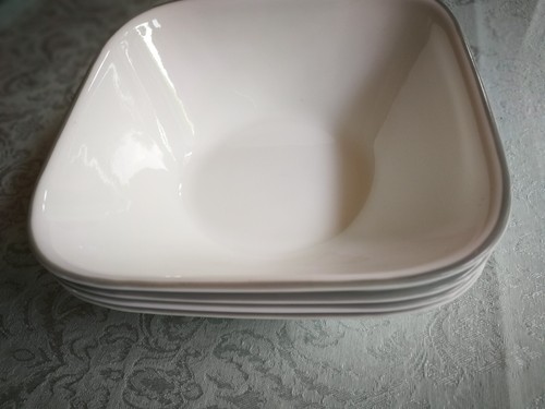 Corelle Bols à Céréales/Soupe Carrés Bord Gris 6 3/8" Lot de 4 Made In USA