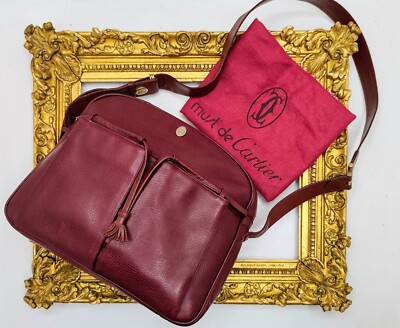 Cartier Shoulder Camera Bag Large Bordeaux Leather Vintage