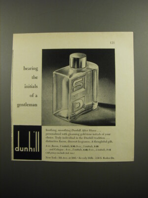1955 Dunhill After Shave Lotion Ad - Bearing the initials of a gentleman