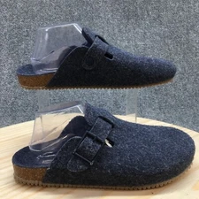 Zara Home Slippers Womens 43 Buckled Felt Mule Clogs Flats Slip On Comfort Blue