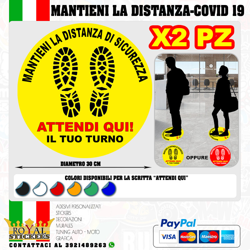 Adhesivos Círculo De Suelo Distancia de Seguridad Tienda Etiqueta Aquí Pandemia