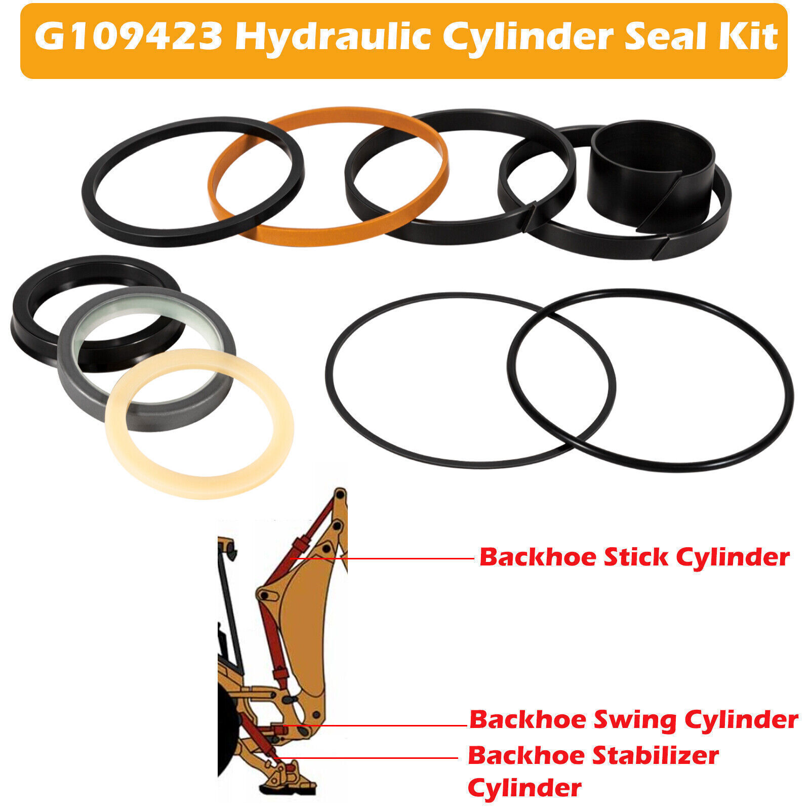 Hydraulic Cylinder Seal Kit Fit Case 580E 580SE 580SD 580B Backhoe