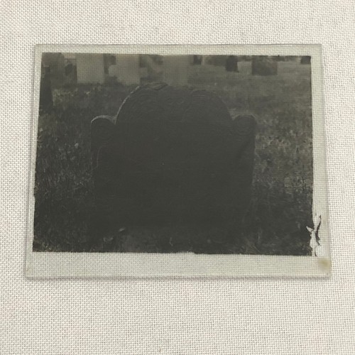 Salem Witch Trial Judge Grave with Winged Skull Creepy Glass Lantern Slide - Picture 4 of 7