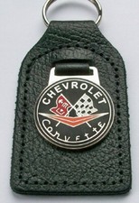 CHEVROLET CORVETTE ENAMEL AND LEATHER KEYRING