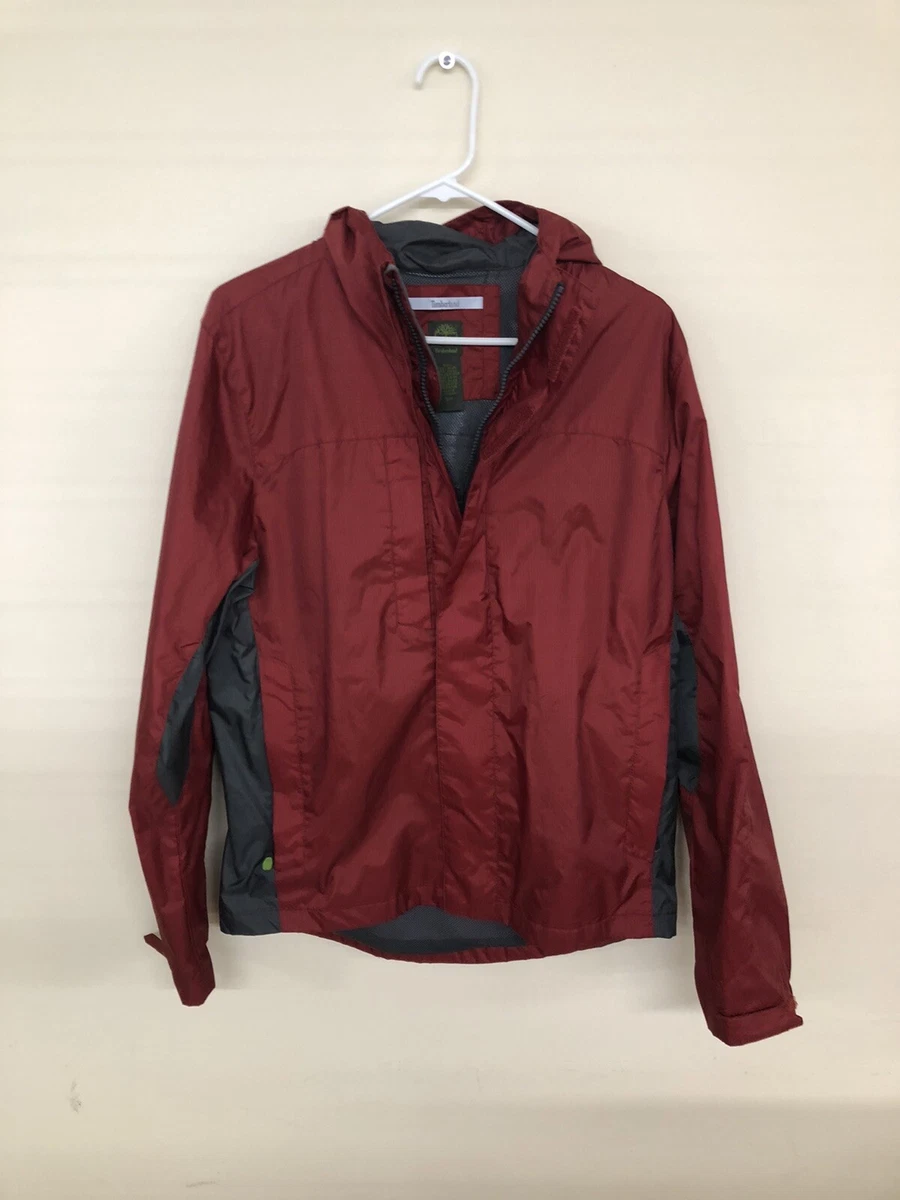 Vintage Timberland Waterproof Red Jacket Full Zip Hooded Coat Size Small