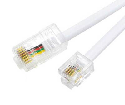 3 m Telefonkabel RJ11 / RJ45 Stecker Modularkabel DSL Router Modem FAX weiß