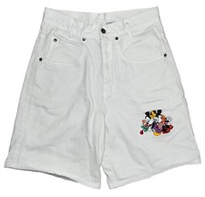 Vtg 90s Womens Disney Store Mickey Minnie Mouse White Embroidered Shorts Medium