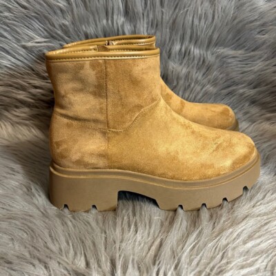 No Boundaries Platform Boots Womens Size 9 Brown Chunky Heeled Booties Shoes NEW