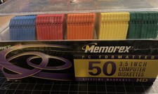 Memorex 3.5 inch Computer Diskettes 50 PK Green Yellow Orange Red Blue New