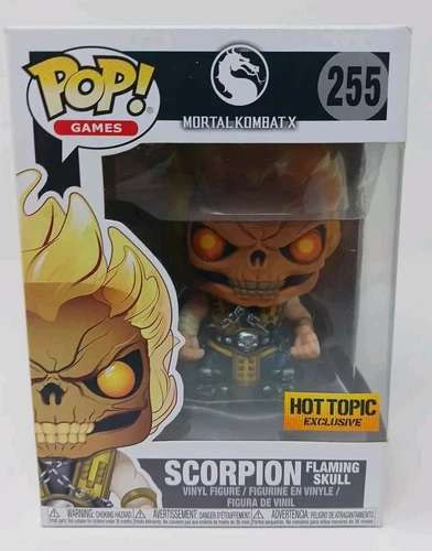 Funko Pop Mortal Kombat Scorpion Flaming Skull Hot Topic Exclusive 255 Mint