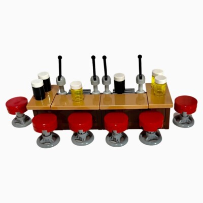 LEGO Long Beer Bar Pub with Extra Beer Stools MOC
