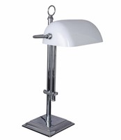 Bankerlampe Tischleuchte BüRolampe Jugendstil Schreibtischlampe Weiss Silber Neu