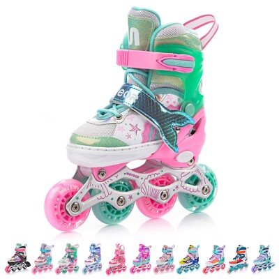 Inline Skates 4in1 Rollschuhe LED 25-41 Kinder ABEC7 Inliner Rollen Einstellbare
