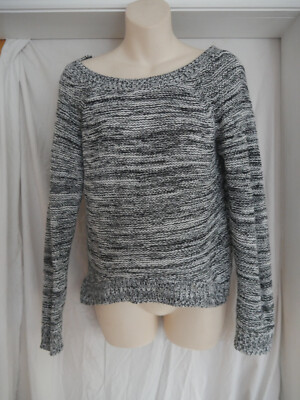 Select Jumper Black White Grey Stretch Bow Back Classic Modern Winter Top Size 8