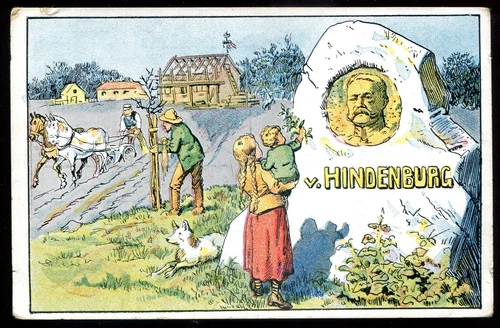GERMANY MILITARY Postcard 1910s WW1 Field Marshal Paul von Hindenburg Monument