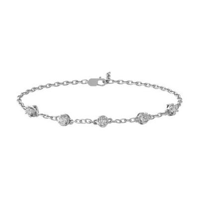 14k White Gold Lab Grown Diamond Fashion Bracelet 7'' Holiday Gift
