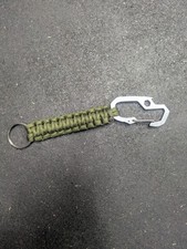 Green Paracord Keychain Lanyard Carabiner Fla...