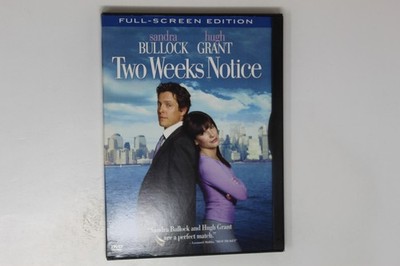 Two Weeks Notice DVD Full-screen Edition Sandra Bullock Hugh Grant