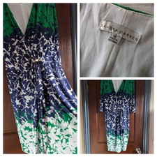 Women's Faux Wrap Dress Sandra Darren Size 16 Blue Green Mix Floral PolyElastane