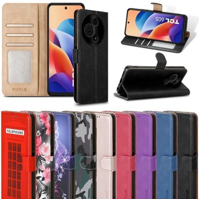 Hülle für TCL 60 SE, Leder Brieftasche Flip Ständer RFID Block Stoßfest Handy Cover