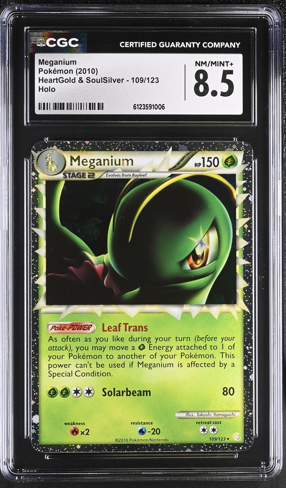 CGC 8.5 Meganium 2010 HeartGold & SoulSilver 109/123 Holo Pokemon Card