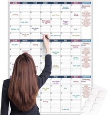 Dry Erase Calendar for Wall   Yearly Wall Calendar Dry Erase, 28" x 40" Vertic