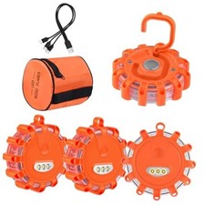 Luci di Emergenza Stradali LED Ricaricabili USB C con Confezione da 4 Luci Arancioni