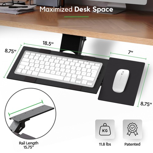 KT1 Ergonomic Keyboard Tray Under Desk - Under Desk Keyboard Tray Slide Out w...