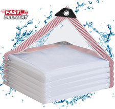 Clear Tarps Heavy Duty Waterproof 4X6Ft,Clear Plastic Tarp with Grommets,Transpa