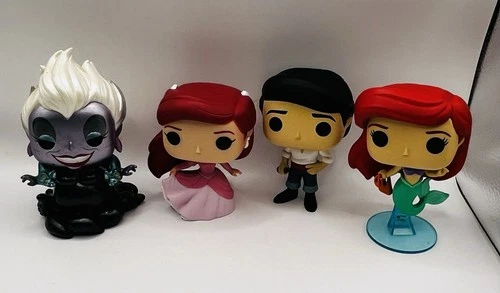 Funko POP The Little Mermaid Lot Of 4 Ursula Eric Ariel (legs) Ariel (tail)