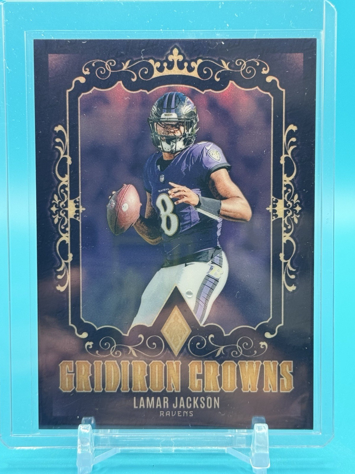 2024 Panini Phoenix Lamar Jackson Gridiron Crowns Purple Silver Case Hit SSP
