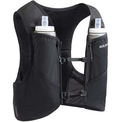 Laufweste mit 2x 500ml Soft Flasks - 7 Taschen, leicht, atmungsaktiv Hydr