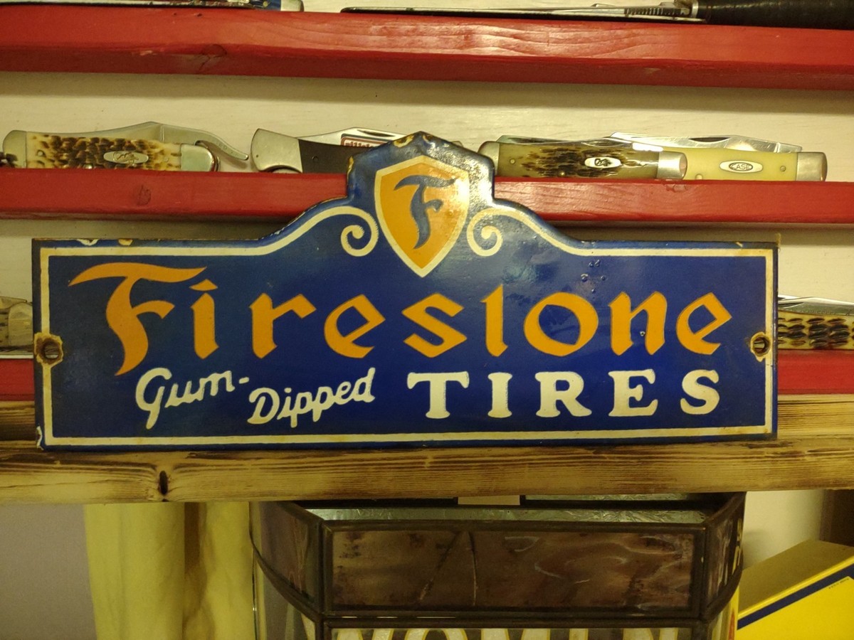 VINTAGE RARE FIRESTONE TIRES AUTO ADVERTISEMENT PORCELAIN SERVICE