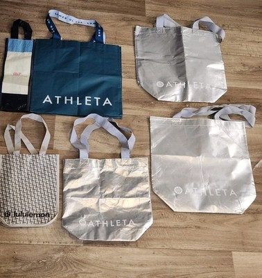 Lululemon, Athleta, Etc Reusable Shopping Tote Bags Lot Of 6 Different Sizes