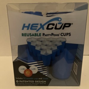 Beer Pong, HexCup Reusable PartyPong Cup Set (22 cups & 3 balls) New in Package