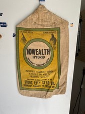 Vintage IOWEALTH Hybrid Corn Cloth Bag Farm Sack Sioux City Iowa IOWEALTH HYBRID