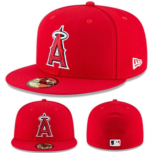 New Era L.A Angels Youth Fitted Hat Kids Authentic Home Red Size 6 3/8