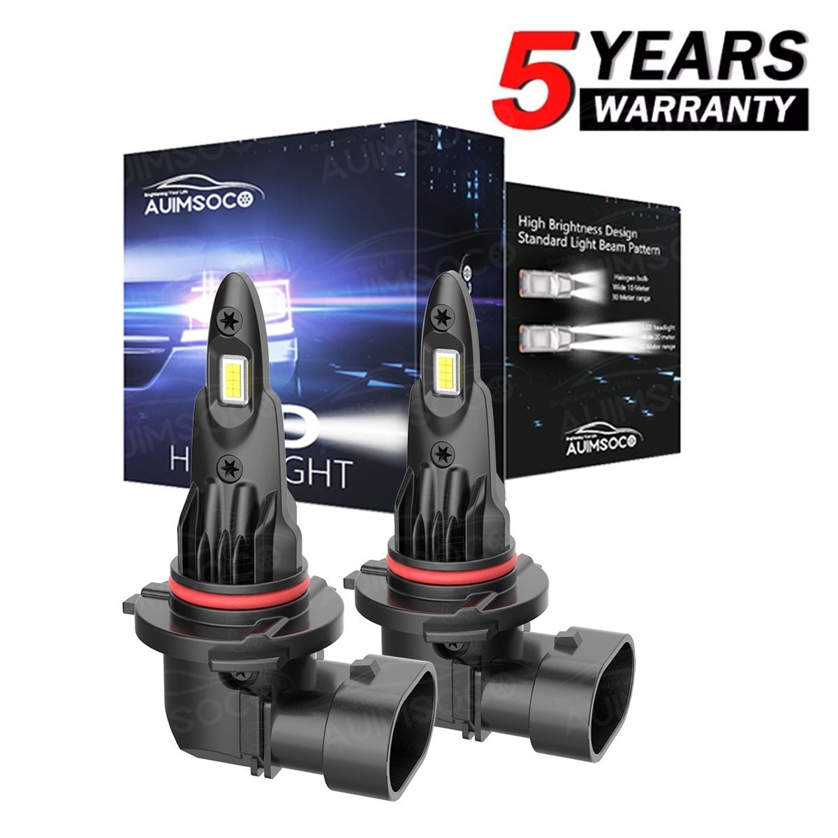 2 PK Bombillos LED Focos Para Auto Carro 9012 Luz De Coche Faros Faro Delanteros