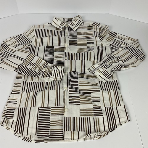 Perry Ellis, Vintage Perry Ellis Womens Sz Lg Front Tucks Button Up L/S Top