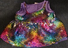 Build a Bear Dress Rainbow Silver Flip Sequin Purple Satin Teddy Clothes Outfit