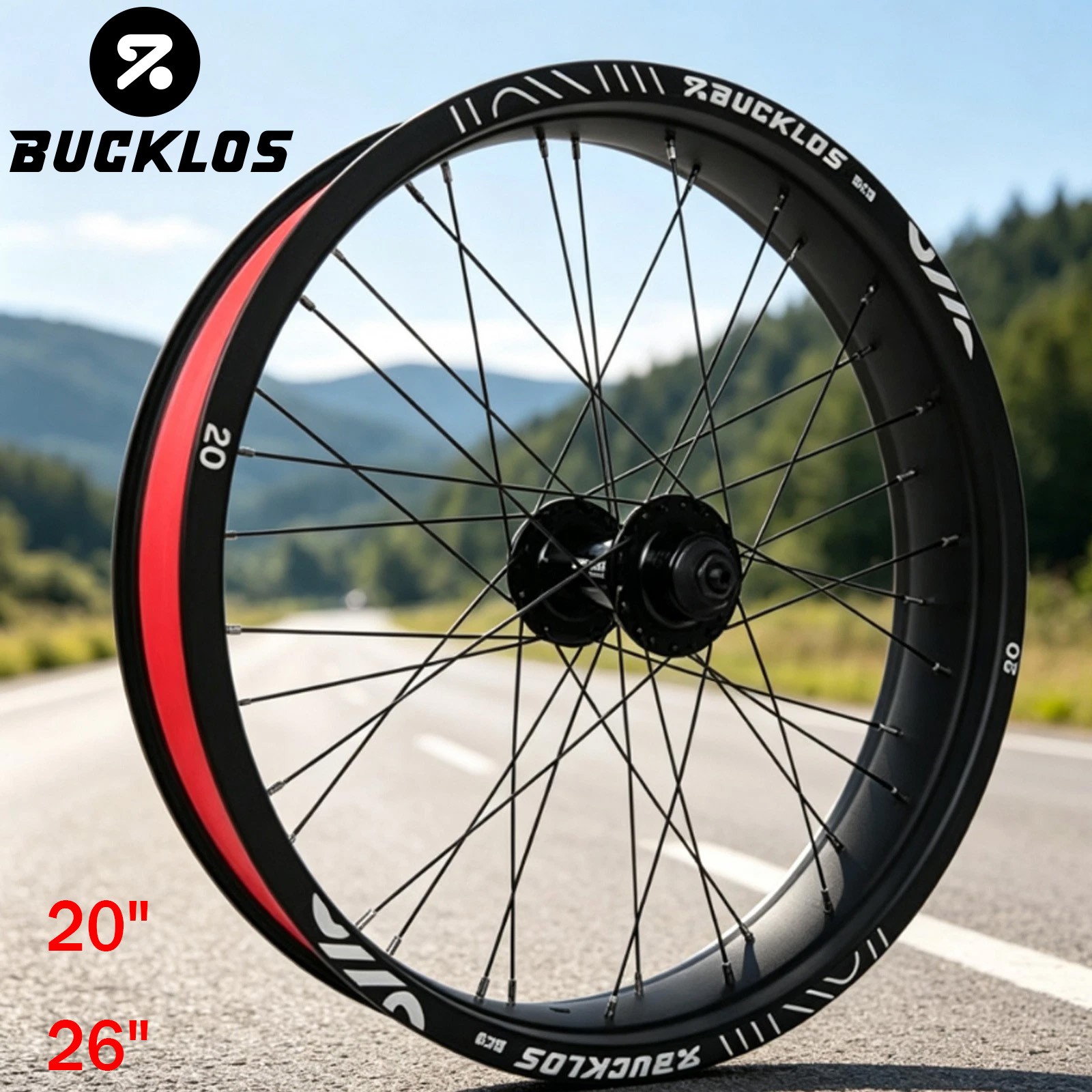 BUCKLOS 20/26x4.0 In Fat Mountain Bike Bici Set Ruote Alluminio Sgancio Rapido
