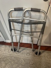 Guardian Altura Ajustable Ligero 2 Ruedas Andador Plegable Plata Aluminio