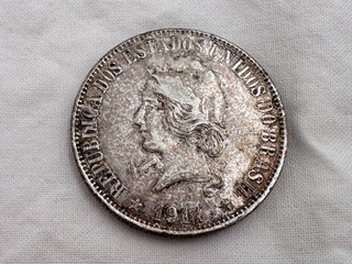 1911 Brasil 2000 Reis Large Silver Coin QH 16